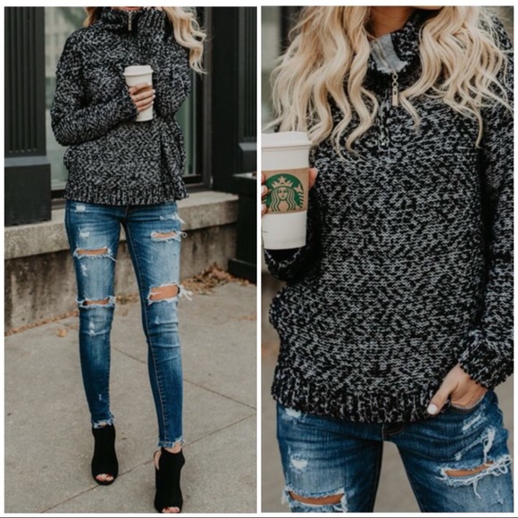 Sweaters - CLEARANCE ‼️TINA BLACK GREY turtle neck - sweater
